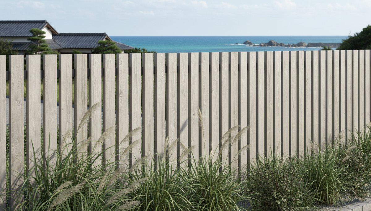 強風に強い縦格子フェンスの設計例